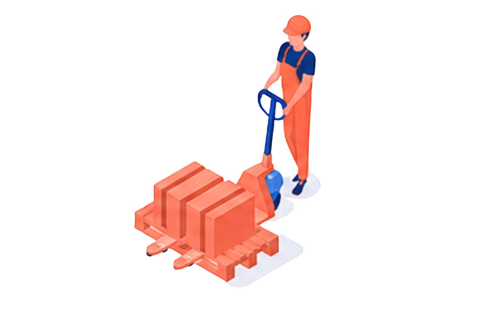 Worker with pallet jack