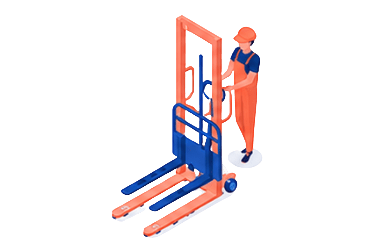Warehouse worker with stacker